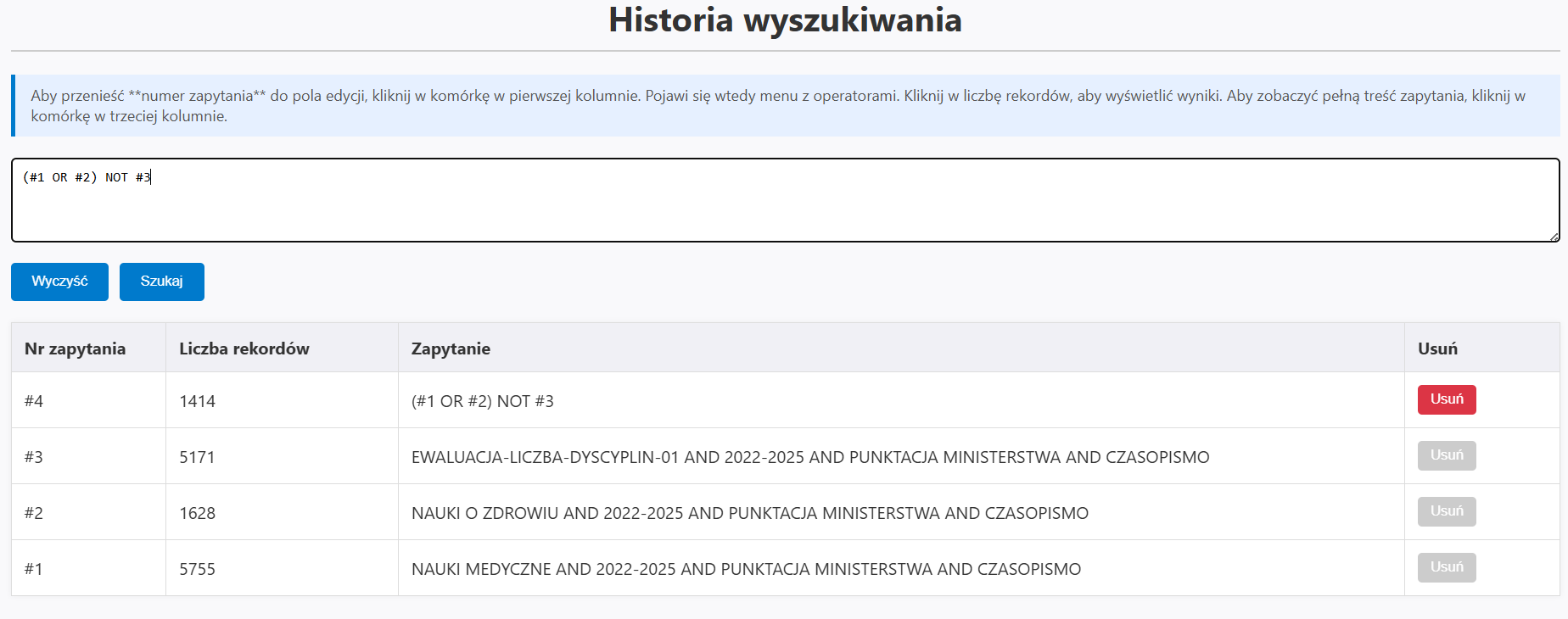 historia wyszukiwania