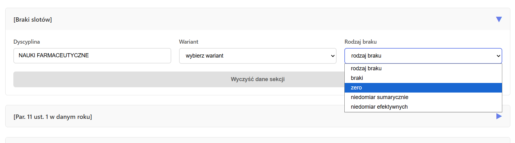 dane ewaluacyjne - opcje